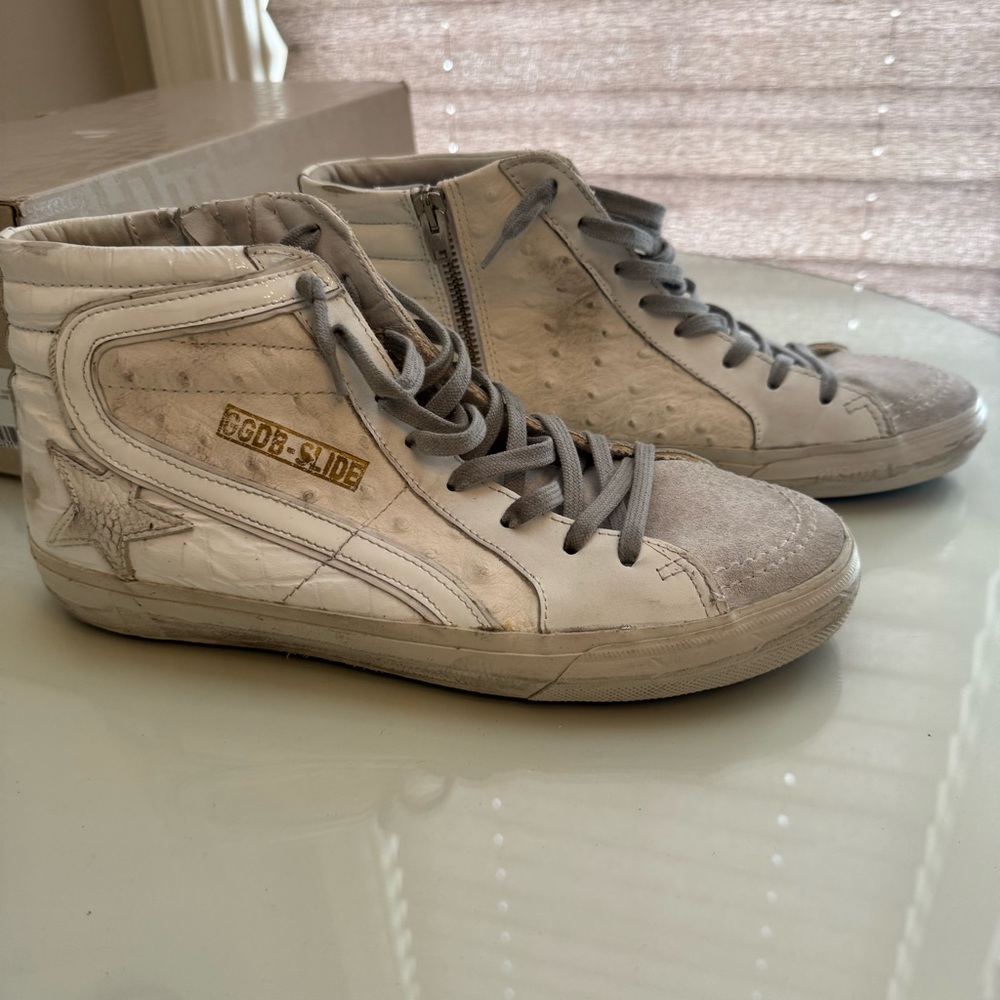 Golden Goose White Patchwork Slide Sneakers - Picture 4 of 9